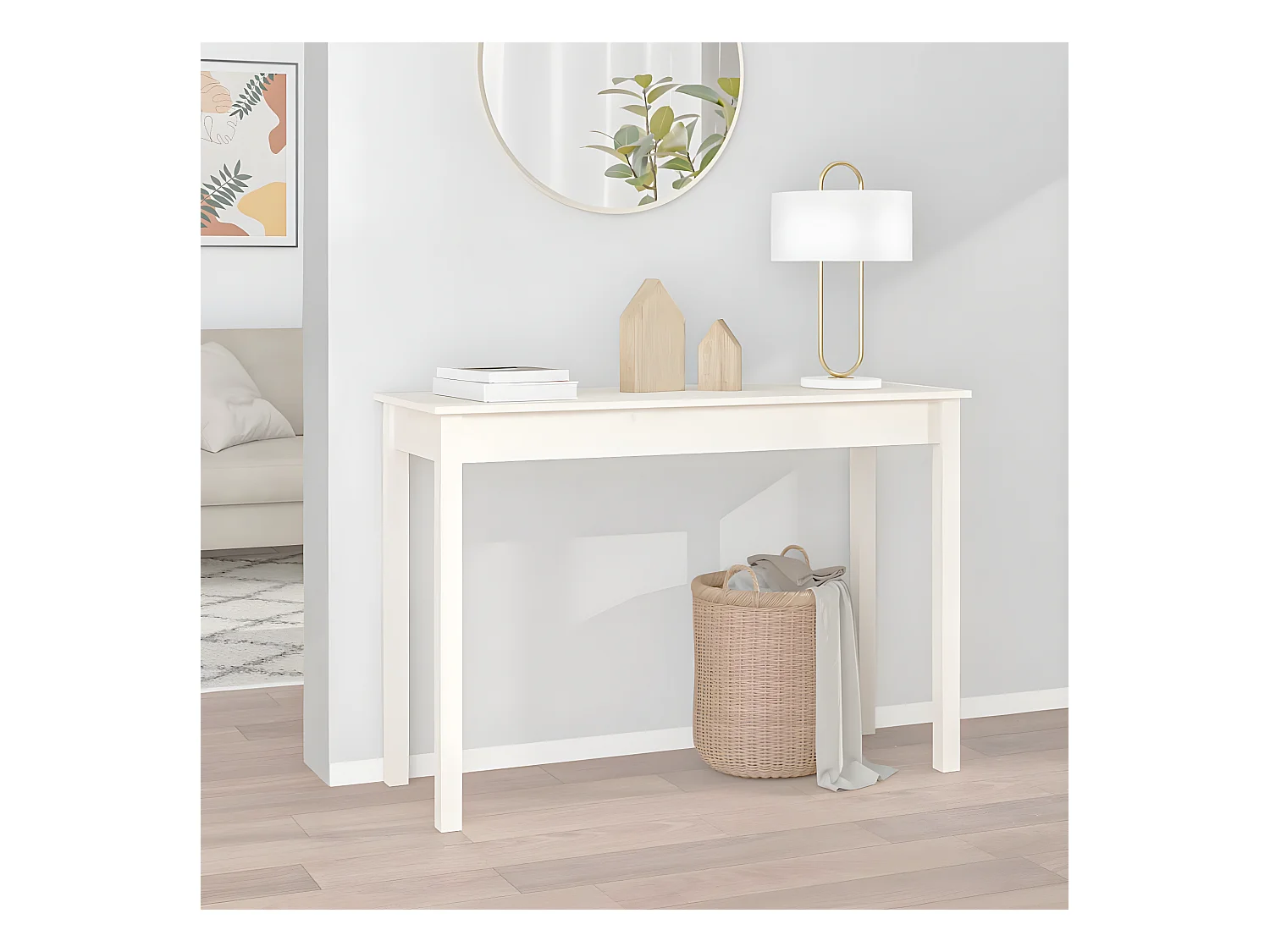 Table console Blanc 110x40x75 cm Bois massif de pin GHR84883