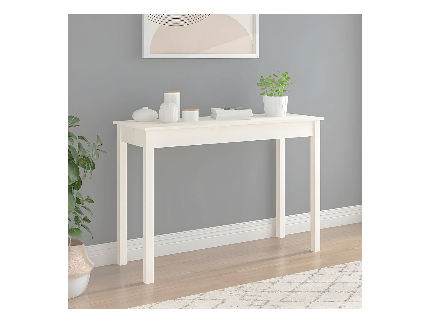 Konsolentisch,Flurtisch Weiß 110x40x75 cm Massivholz Kiefer -gkd921604