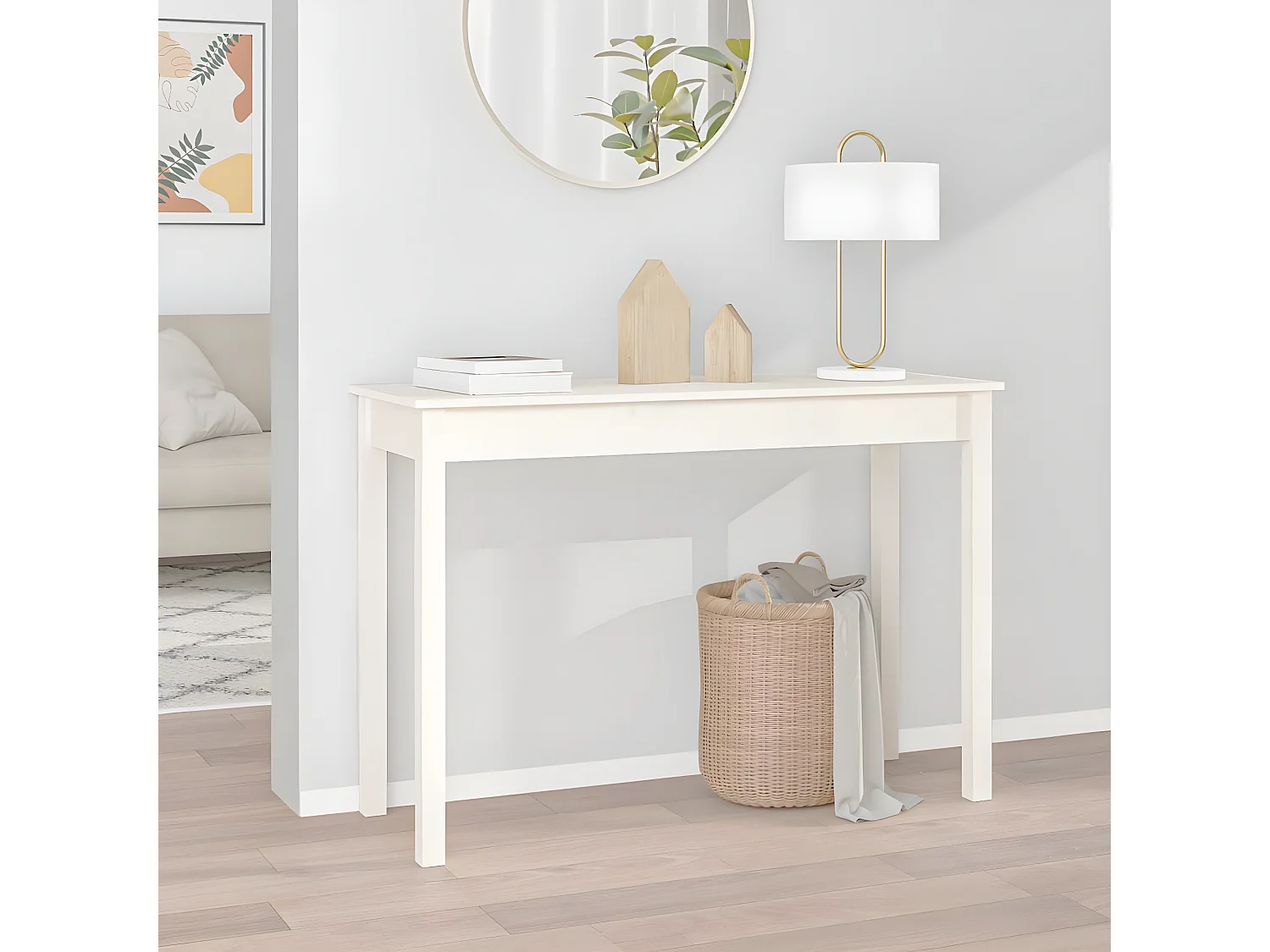 Table console Blanc 110x40x75 cm Bois massif de pin GHR84883