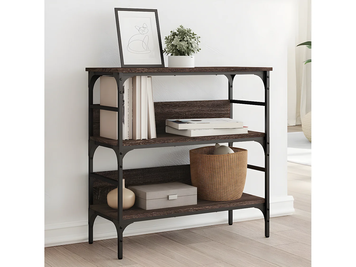 Table console chêne marron 75x32x75 cm bois d'ingénierie GHR82747