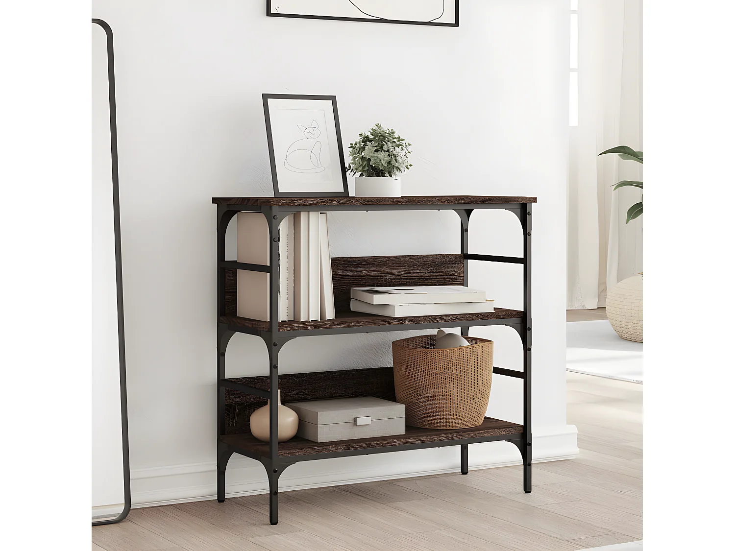 Table console chêne marron 75x32x75 cm bois d'ingénierie GHR82747