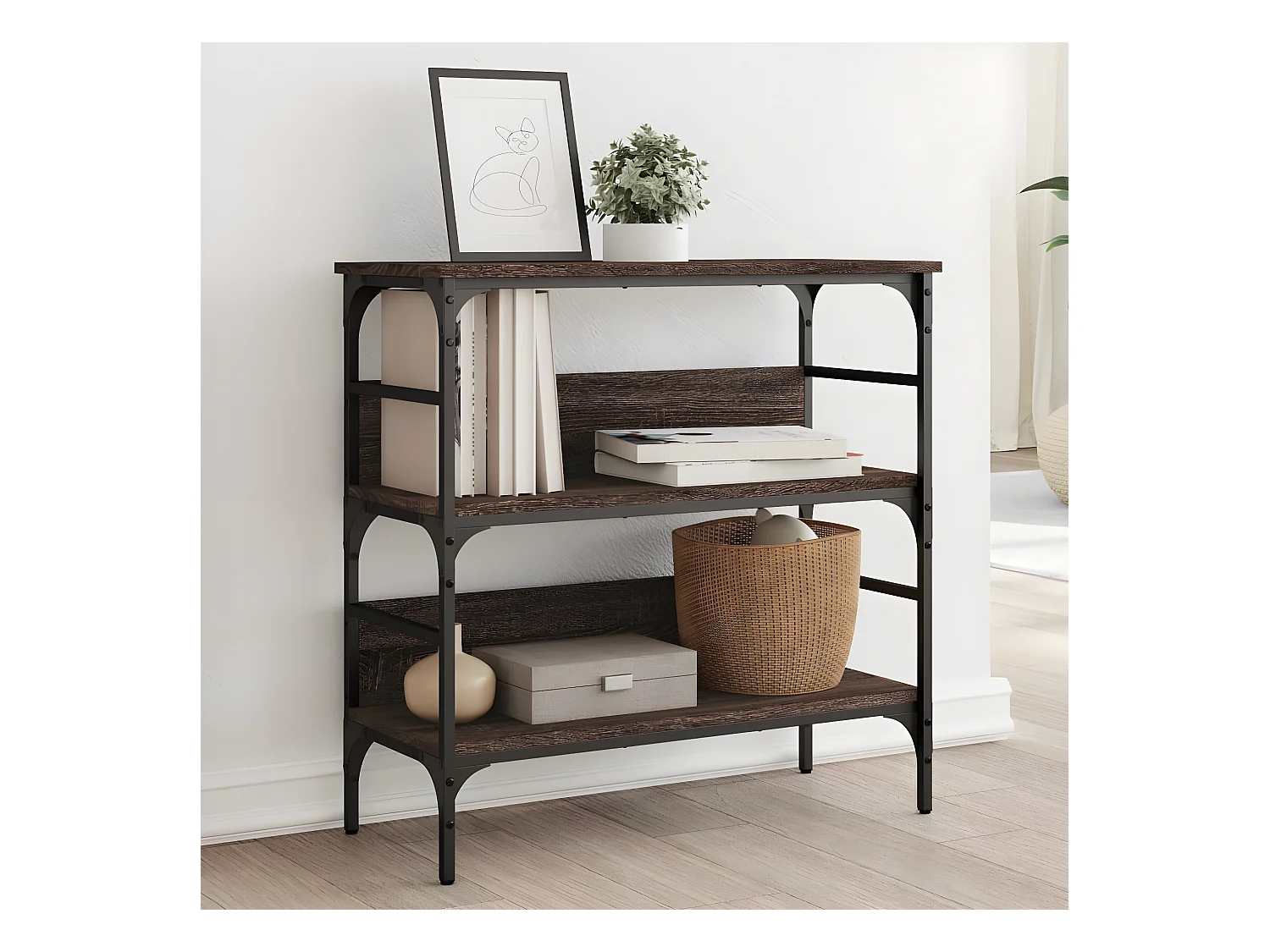 Table console chêne marron 75x32x75 cm bois d'ingénierie GHR82747