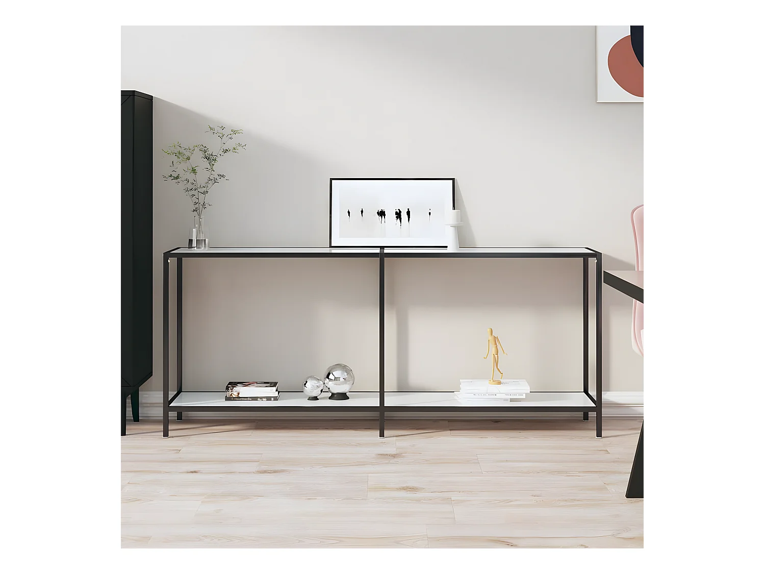 Table console Blanc 180x35x75,5 cm Verre trempé GHR42962