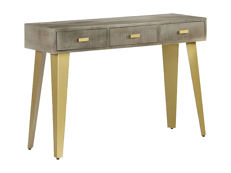 Mesa consola 110x35x76cm mangueira mangueira cinzento c/ bronze PT801653