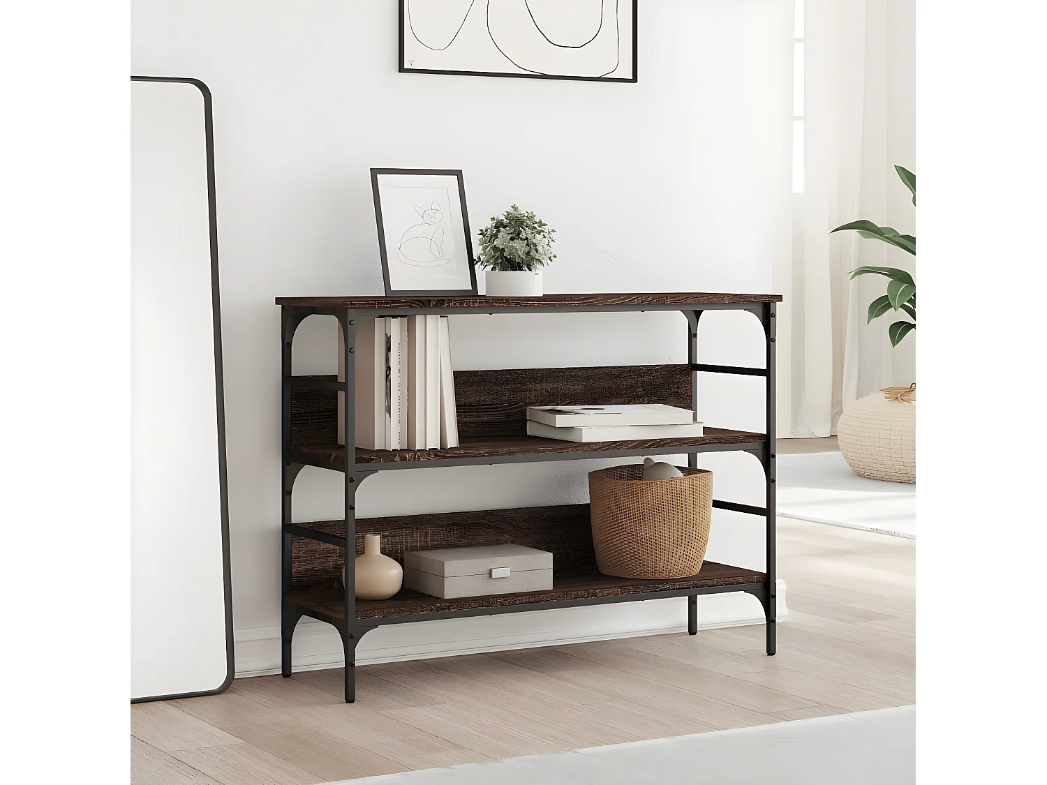 Table console chêne marron 100x32x75 cm bois d'ingénierie GHR16722