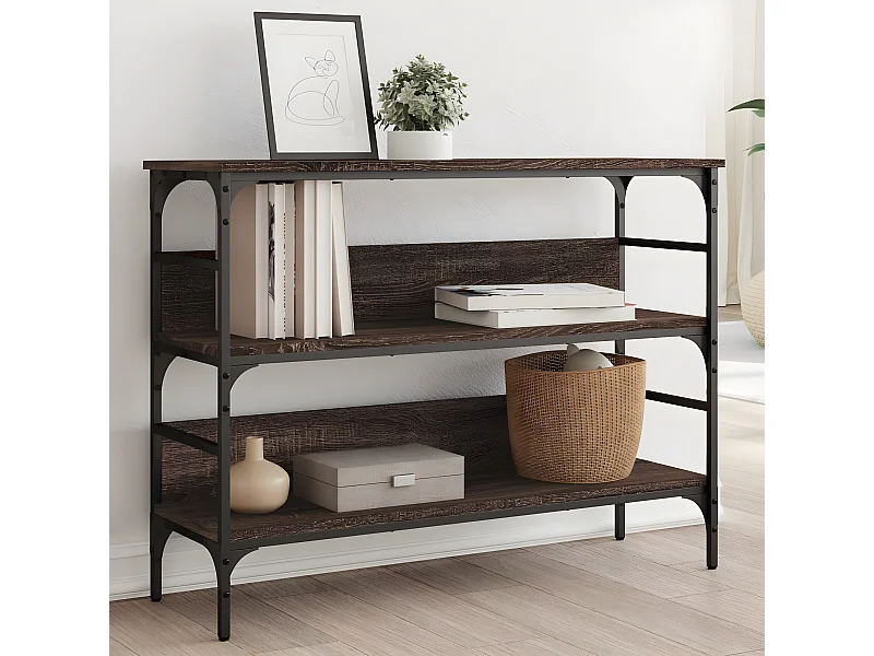 Mesa consola 100x32x75 cm derivados madeira carvalho castanho PT611346