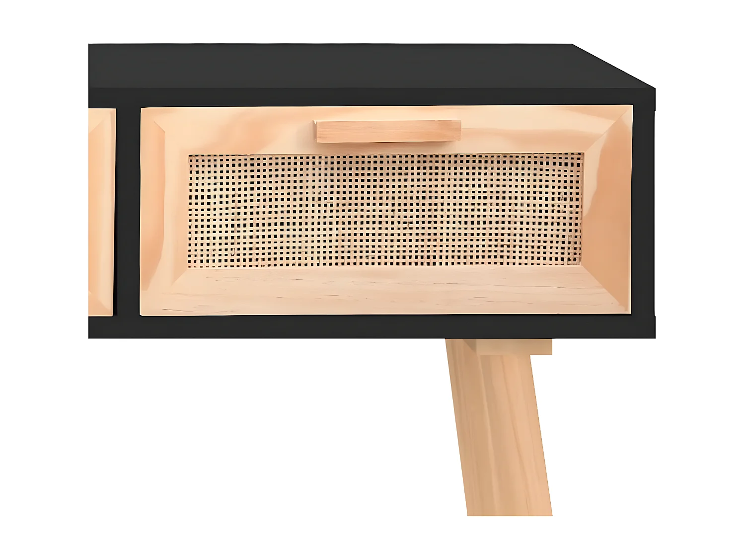 Wandtafel 105x30x75 cm massief grenenhout en natuurlijk rattan NL147010