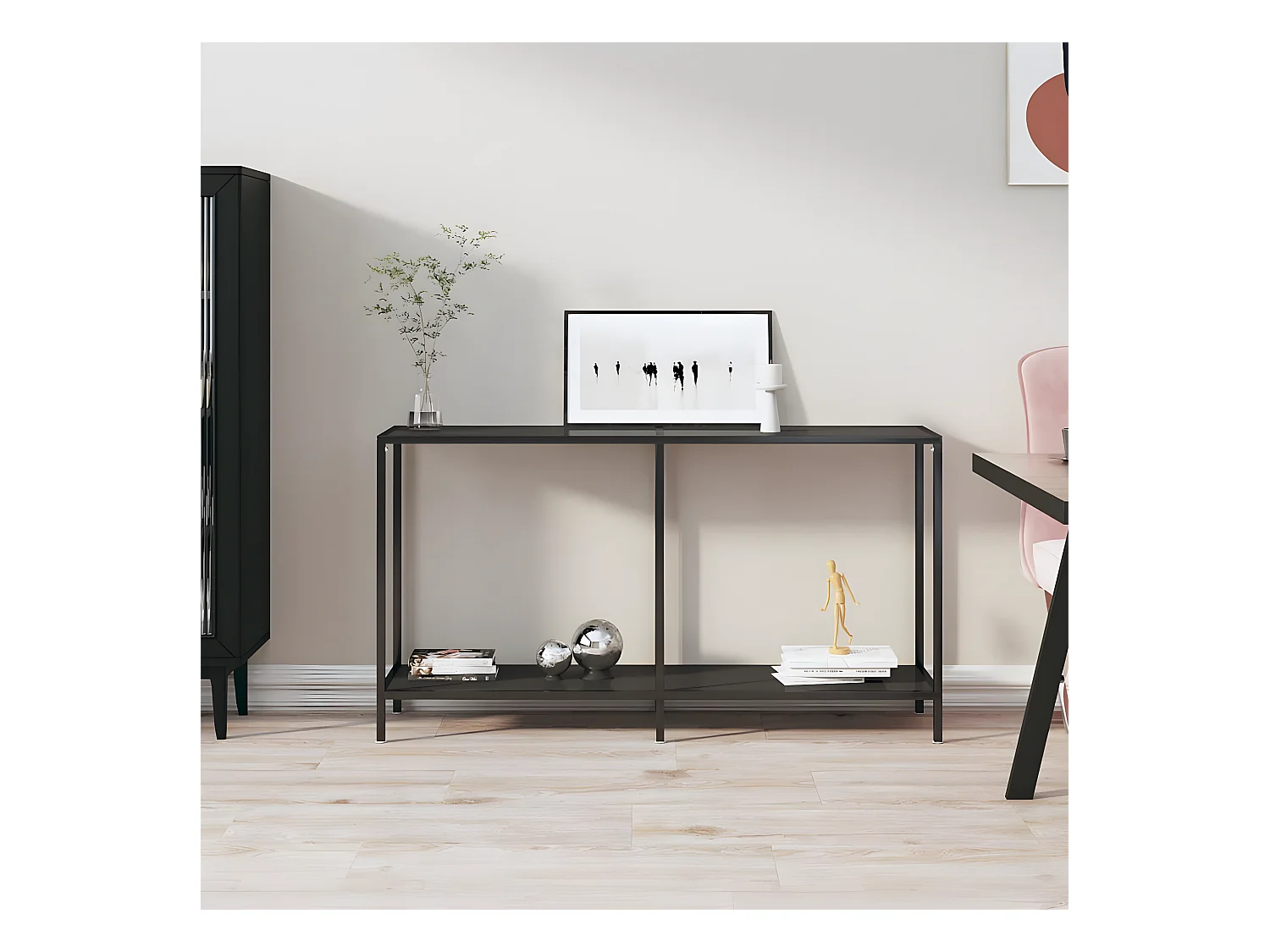 Table console Noir 140x35x75,5 cm Verre trempé GHR91481