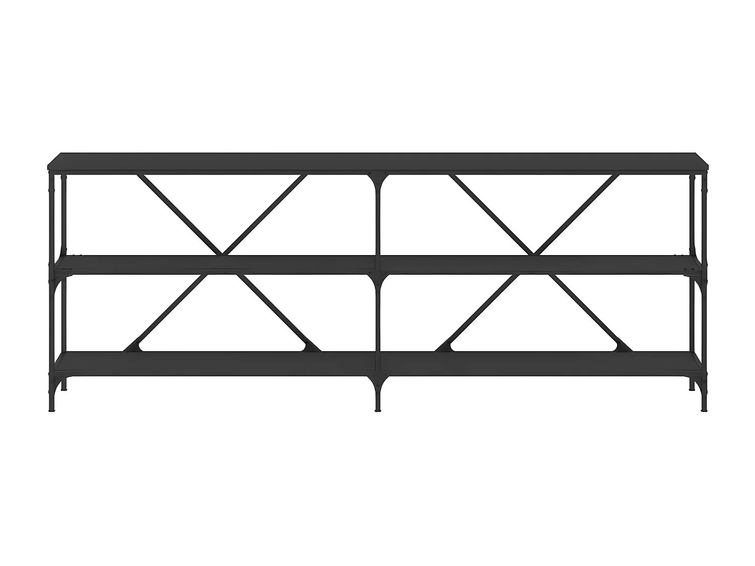 Table console noir 200x30x75 cm bois d'ingénierie et fer GHR55315