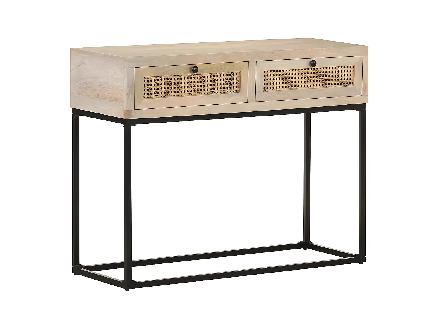Table console 100x35x76 cm Bois de manguier et canne naturelle GHR35183