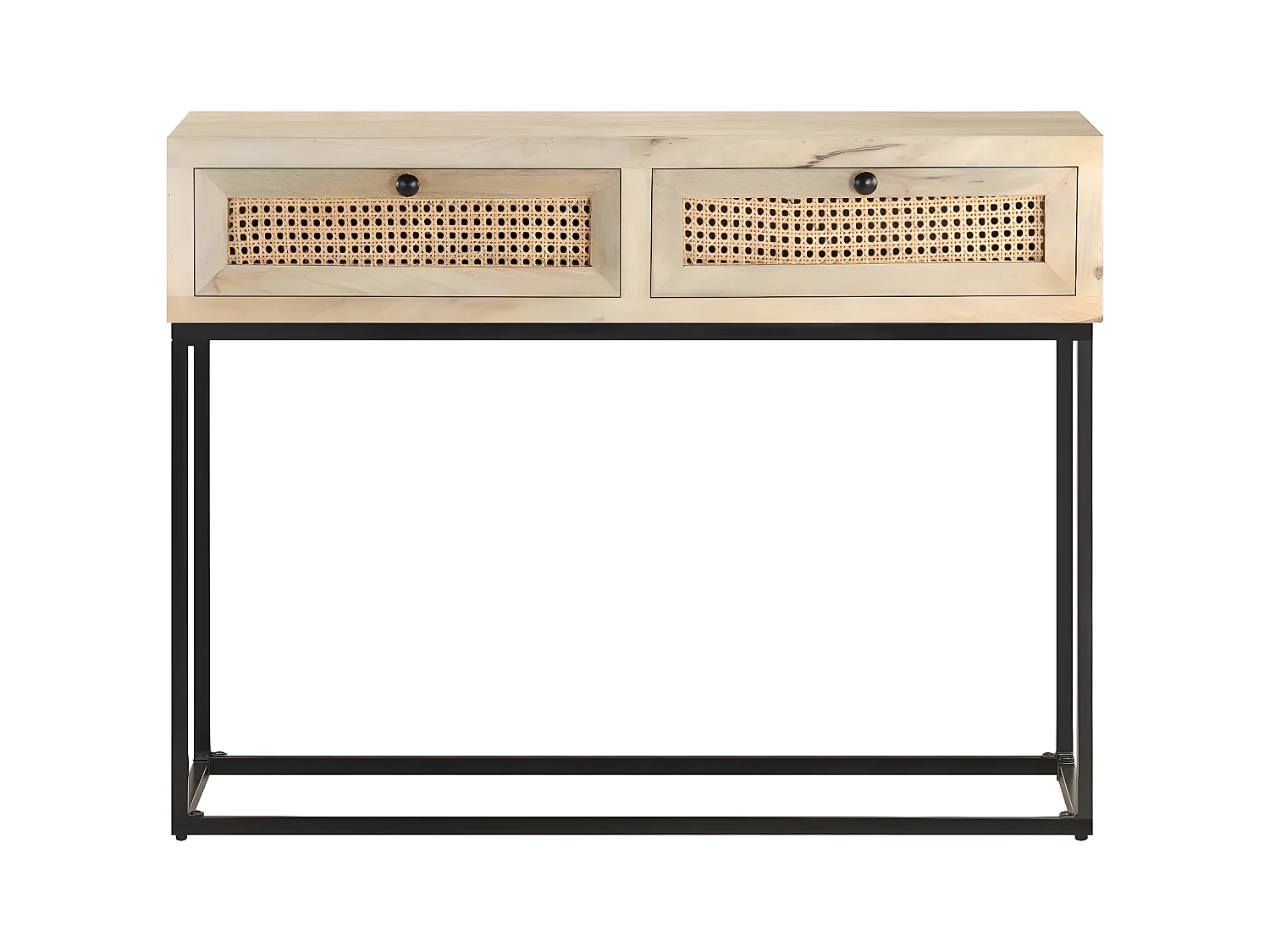 Table console 100x35x76 cm Bois de manguier et canne naturelle GHR35183