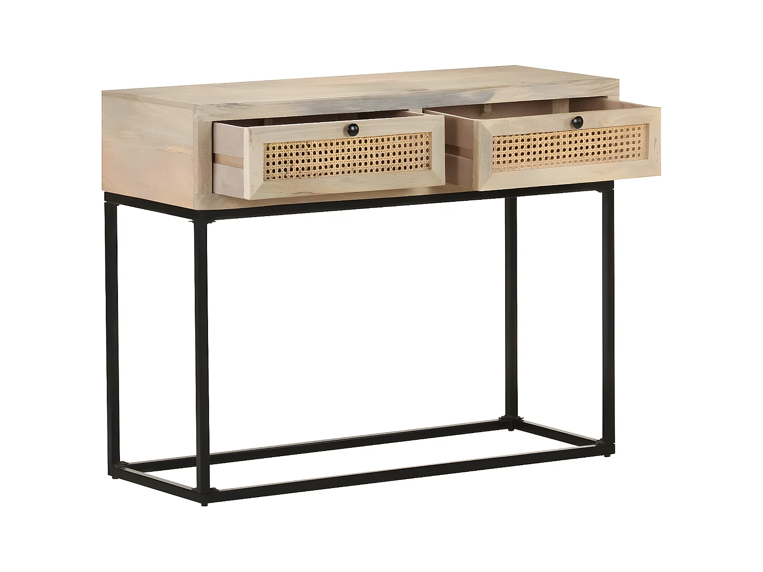 Table console 100x35x76 cm Bois de manguier et canne naturelle GHR35183