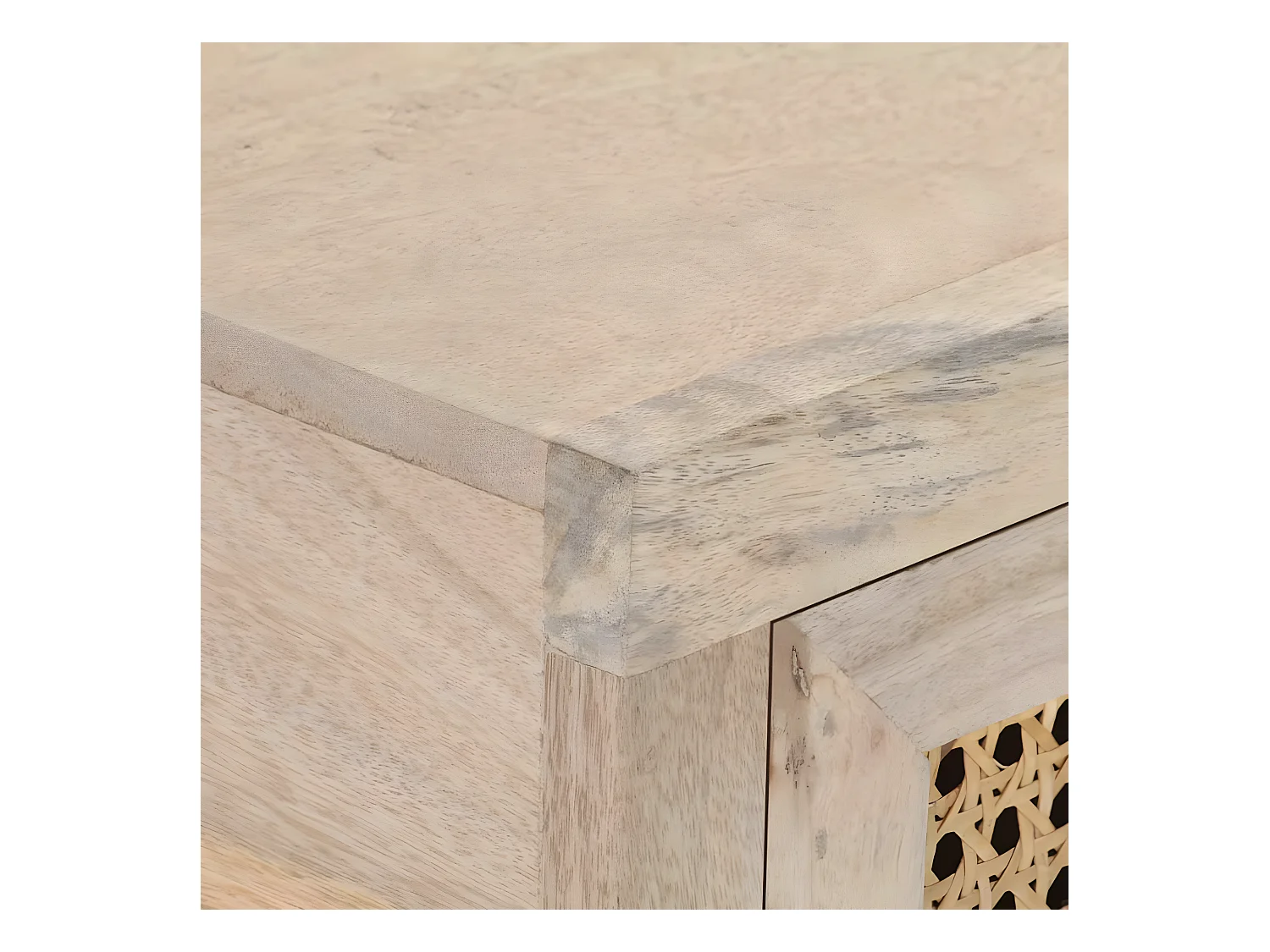 Table console 100x35x76 cm Bois de manguier et canne naturelle GHR35183