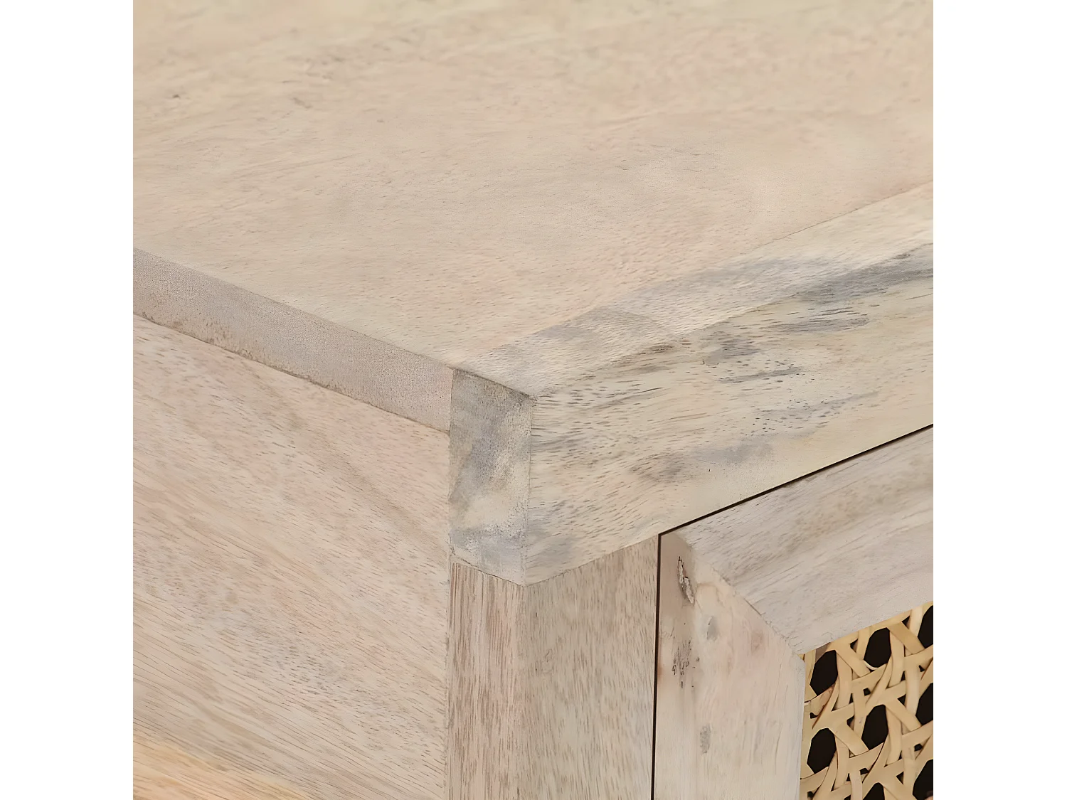 Table console 100x35x76 cm Bois de manguier et canne naturelle GHR35183