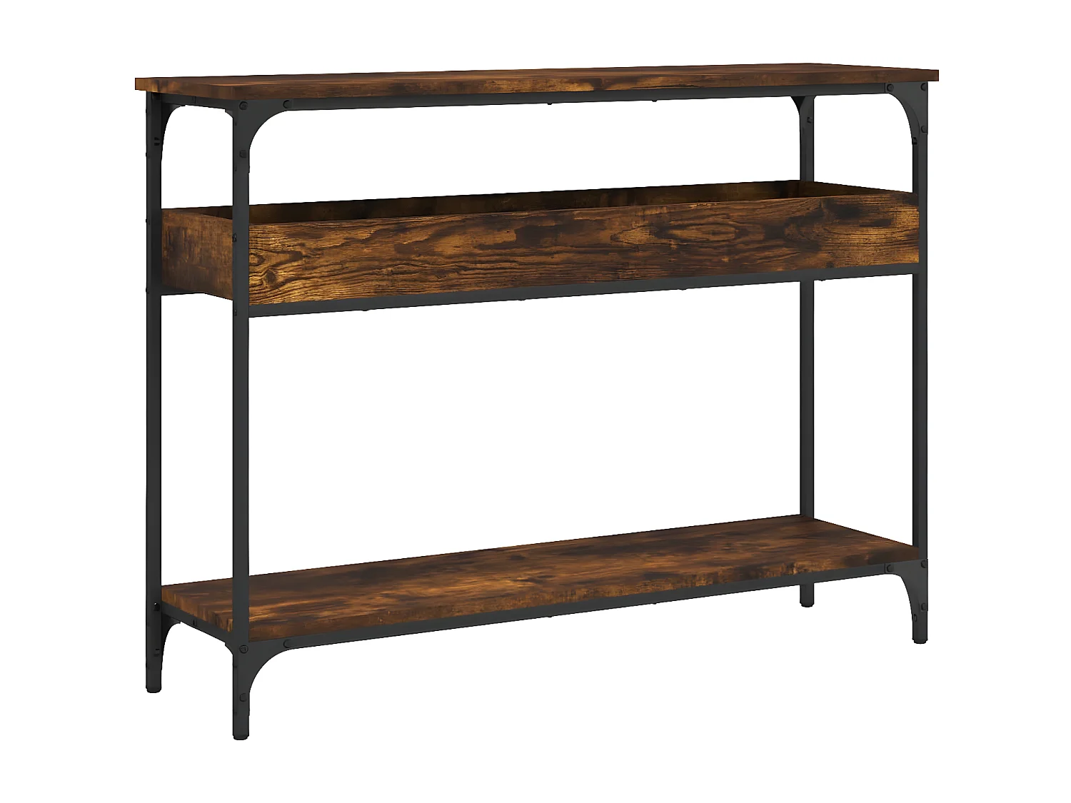 Table console avec étagère chêne fumé 100x29x75 cm GHR24225