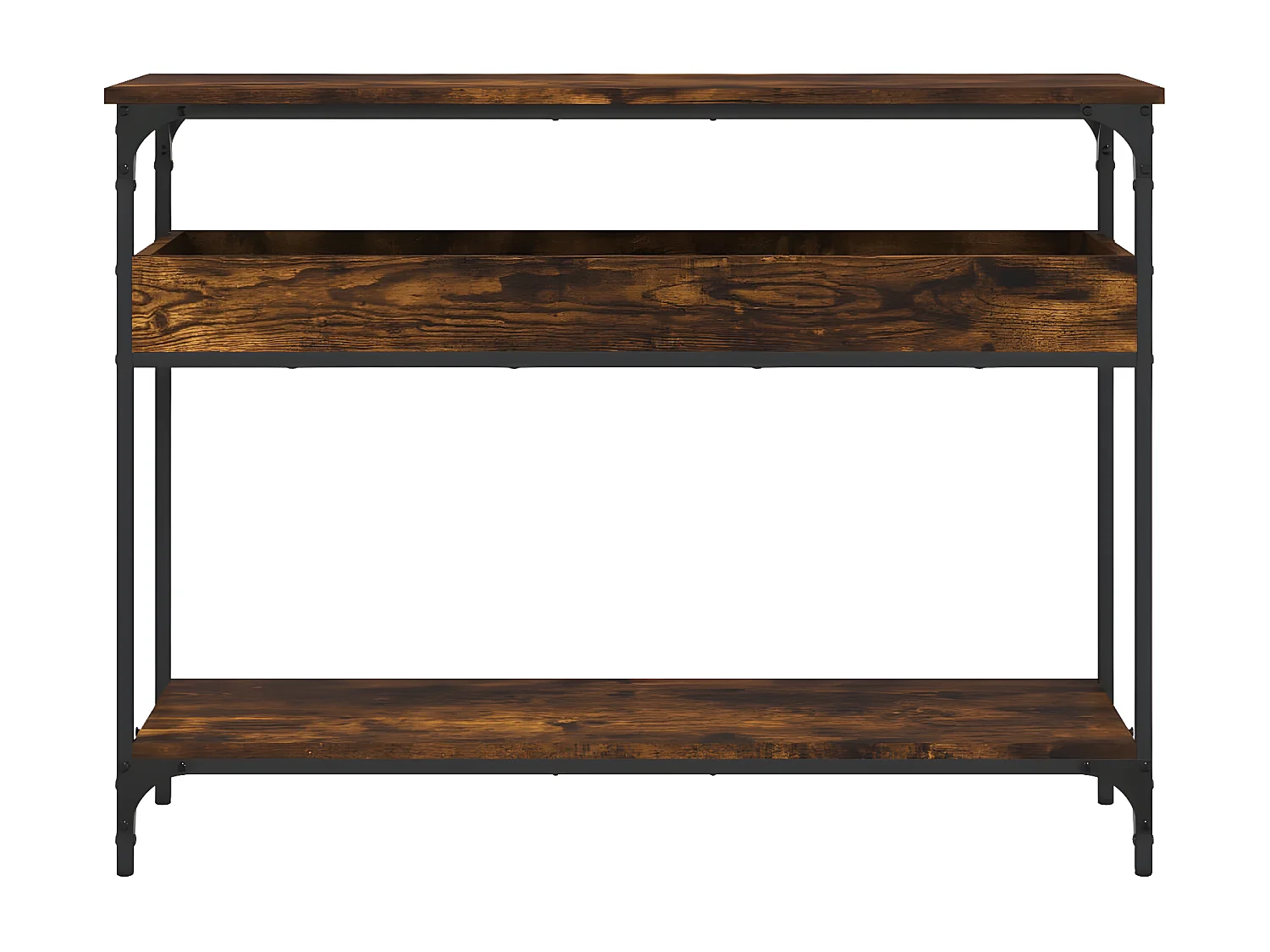 Table console avec étagère chêne fumé 100x29x75 cm GHR24225