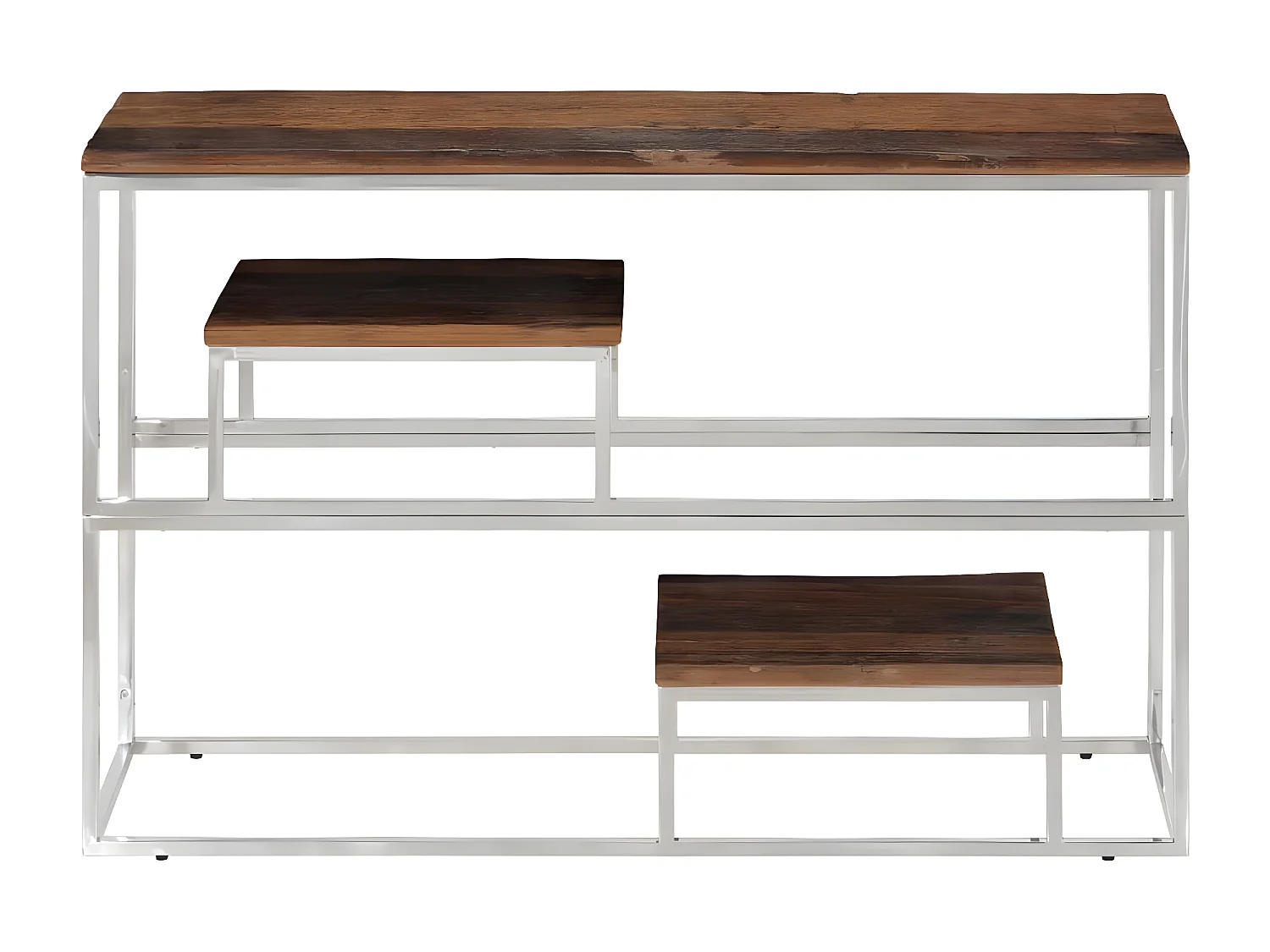 Table console argenté inox et bois de mélèze massif GHR20949