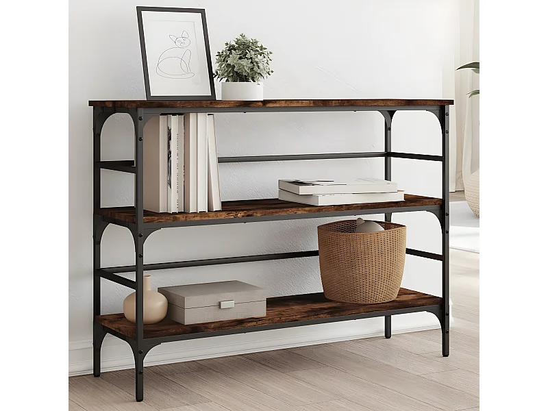 Table console chêne fumé 100x32x75 cm bois d'ingénierie GHR80912