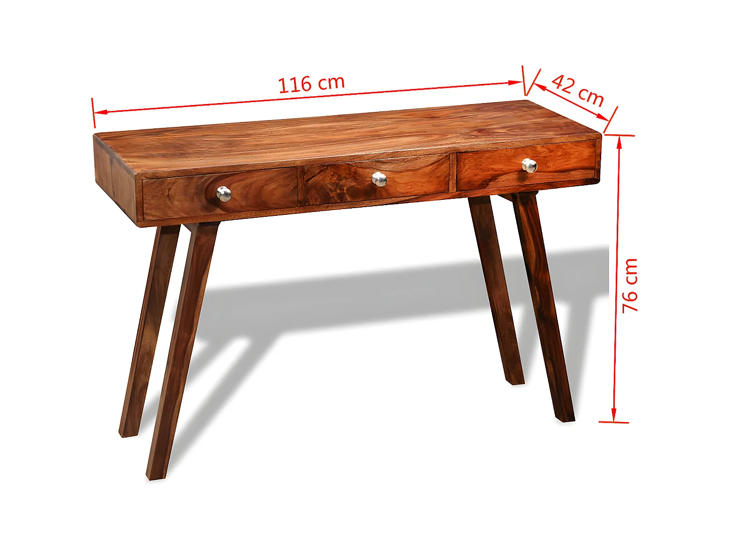 Table console avec 3 tiroirs 76 cm Bois massif de Sesham GHR61833