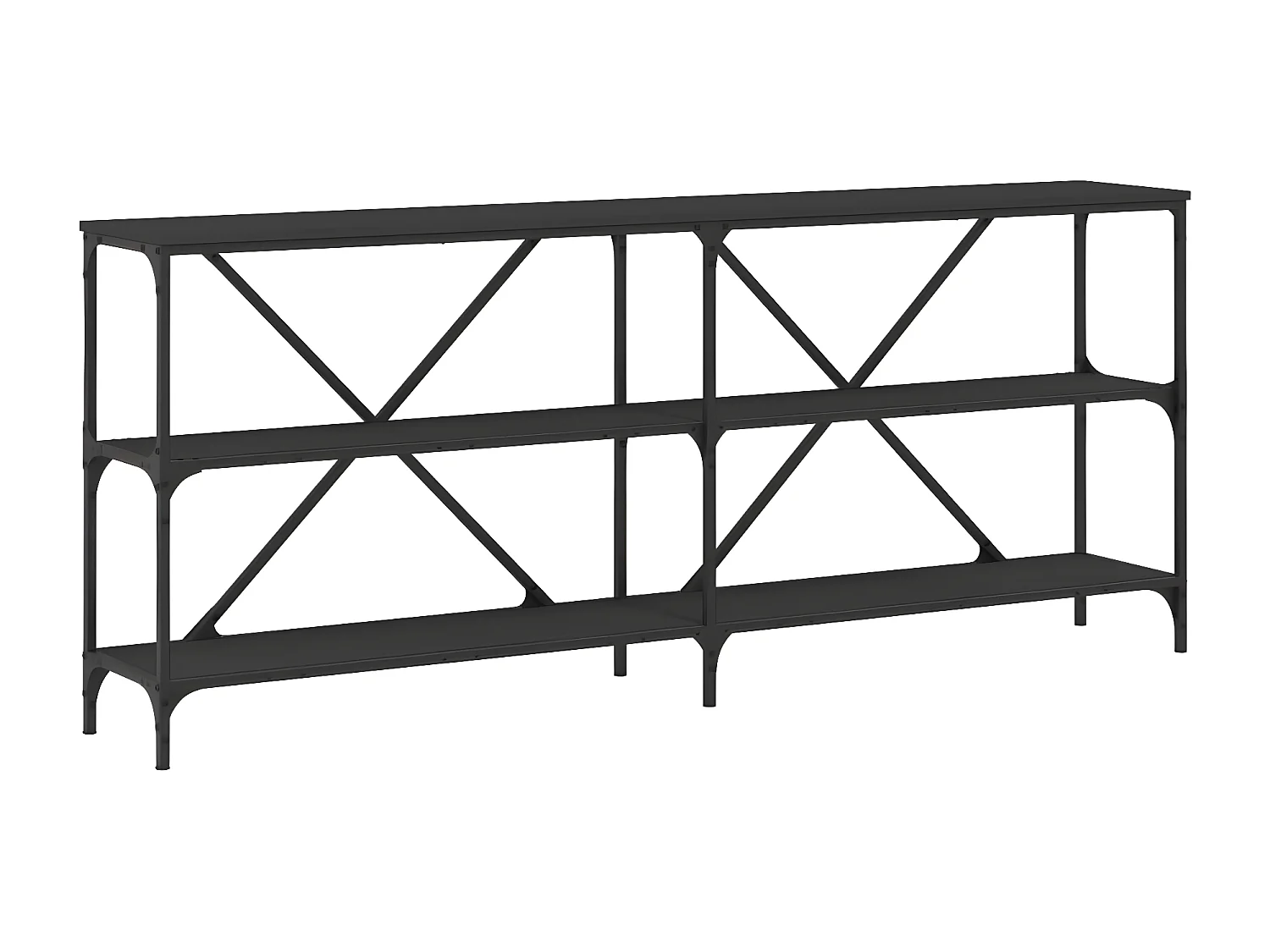 Table console noir 180x30x75 cm bois d'ingénierie et fer GHR63759