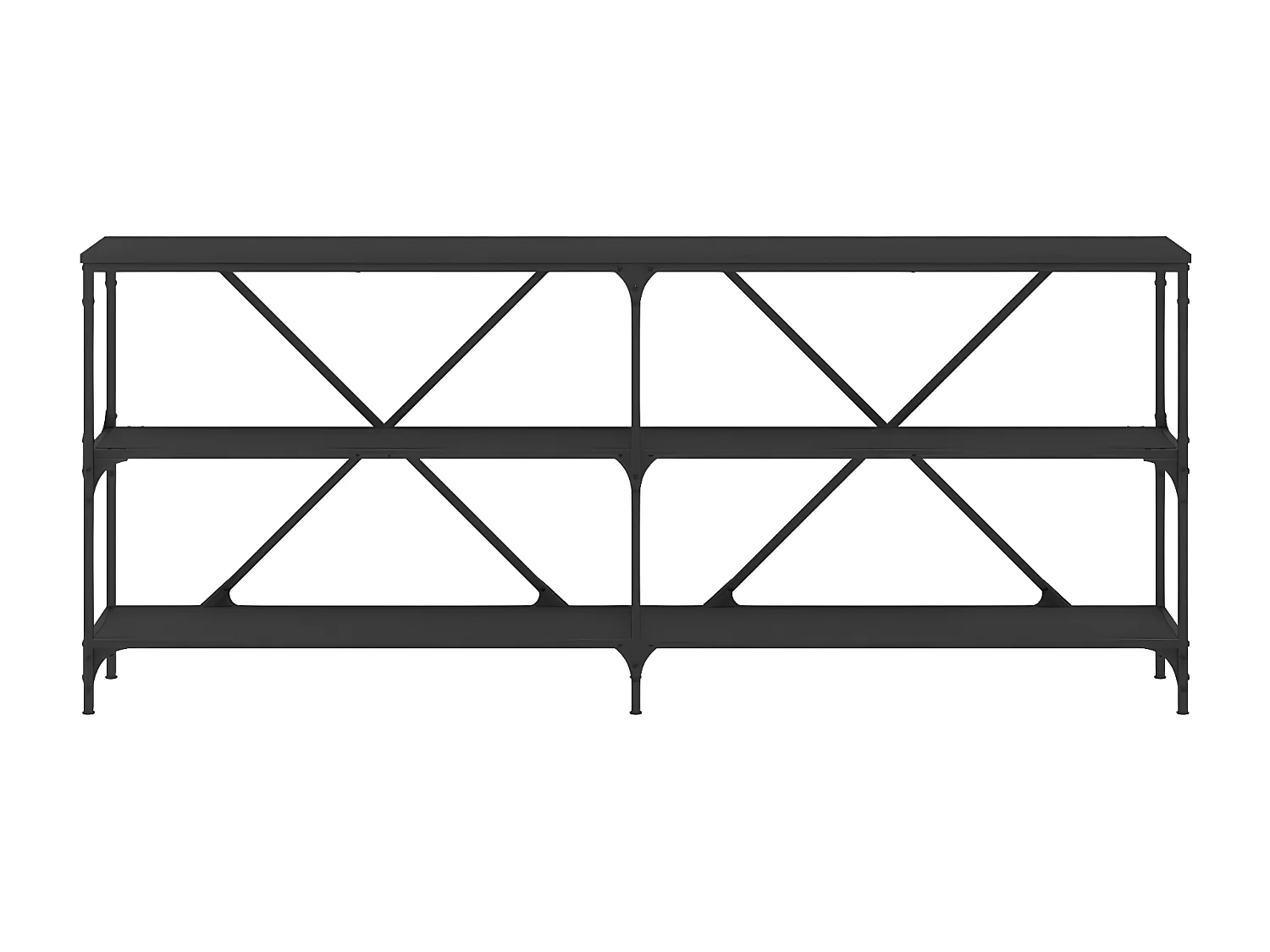 Table console noir 180x30x75 cm bois d'ingénierie et fer GHR63759