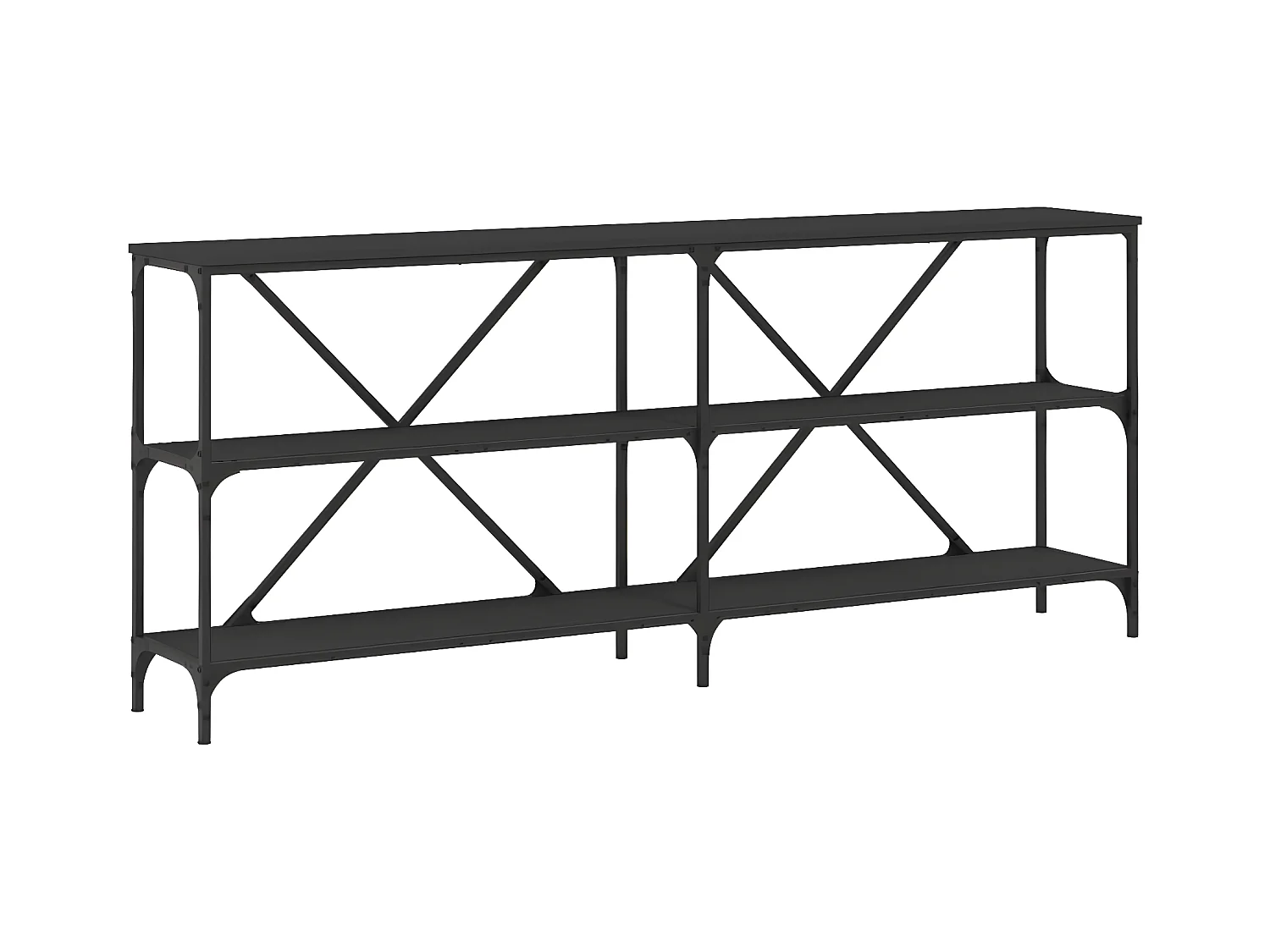 Konsolentisch,Flurtisch Schwarz 180x30x75 cm Holzwerkstoff und Eisen -gkd959970