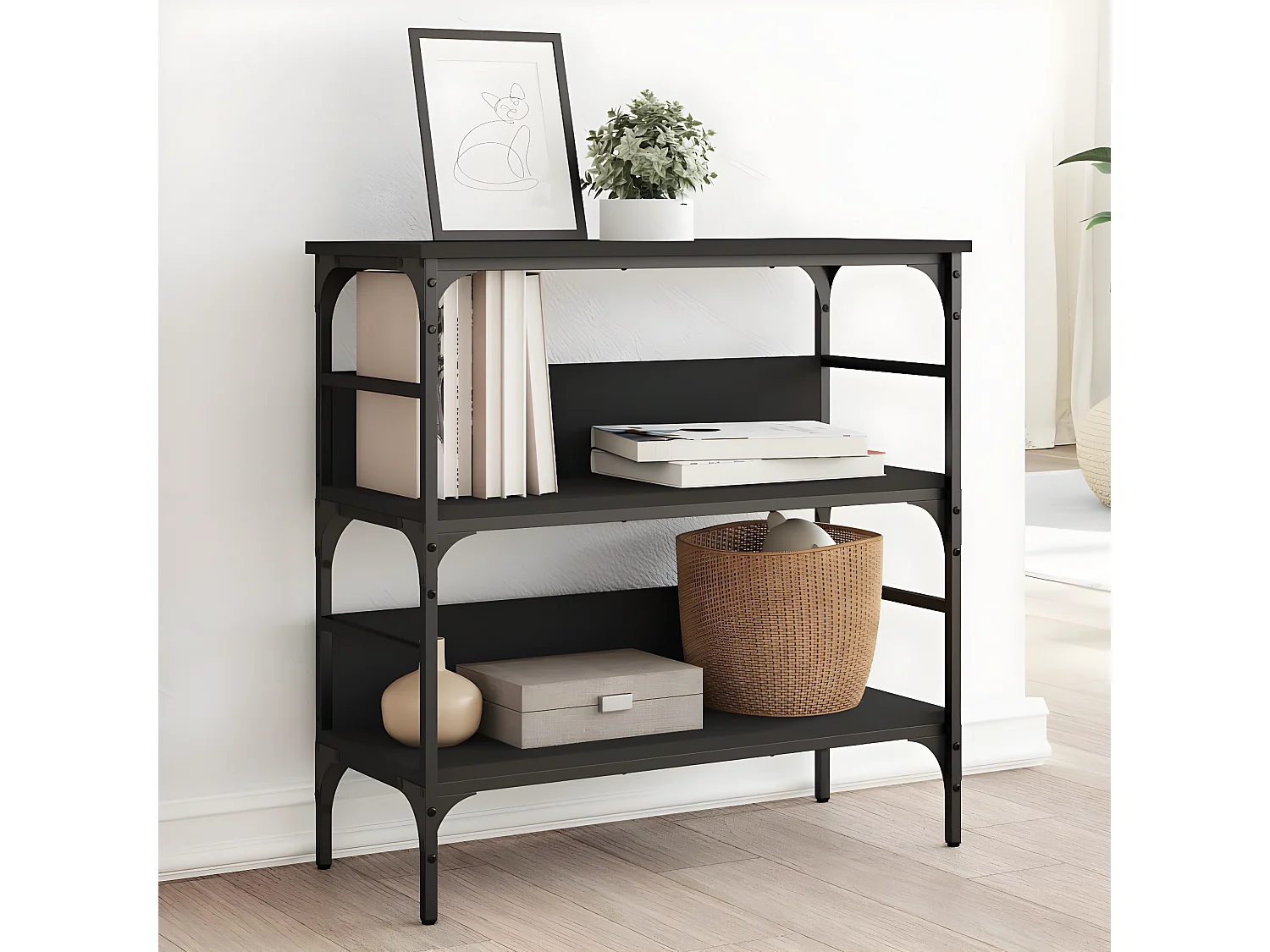 Table console noir 75x32x75 cm bois d'ingénierie GHR23998