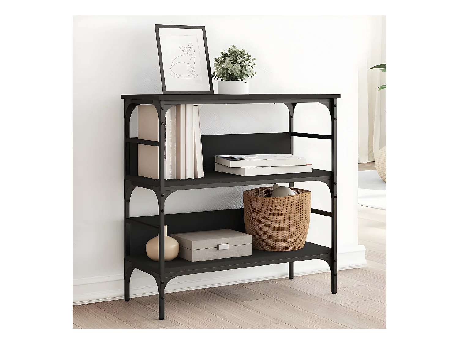 Table console noir 75x32x75 cm bois d'ingénierie GHR23998