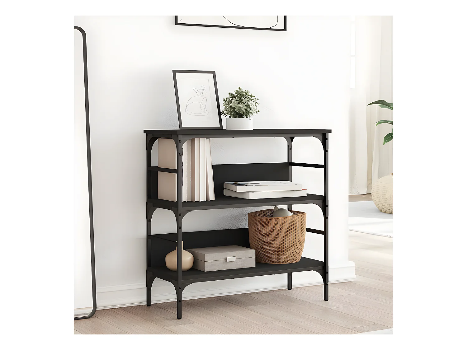 Konsolentisch,Flurtisch Schwarz 75x32x75 cm Holzwerkstoff -gkd961680