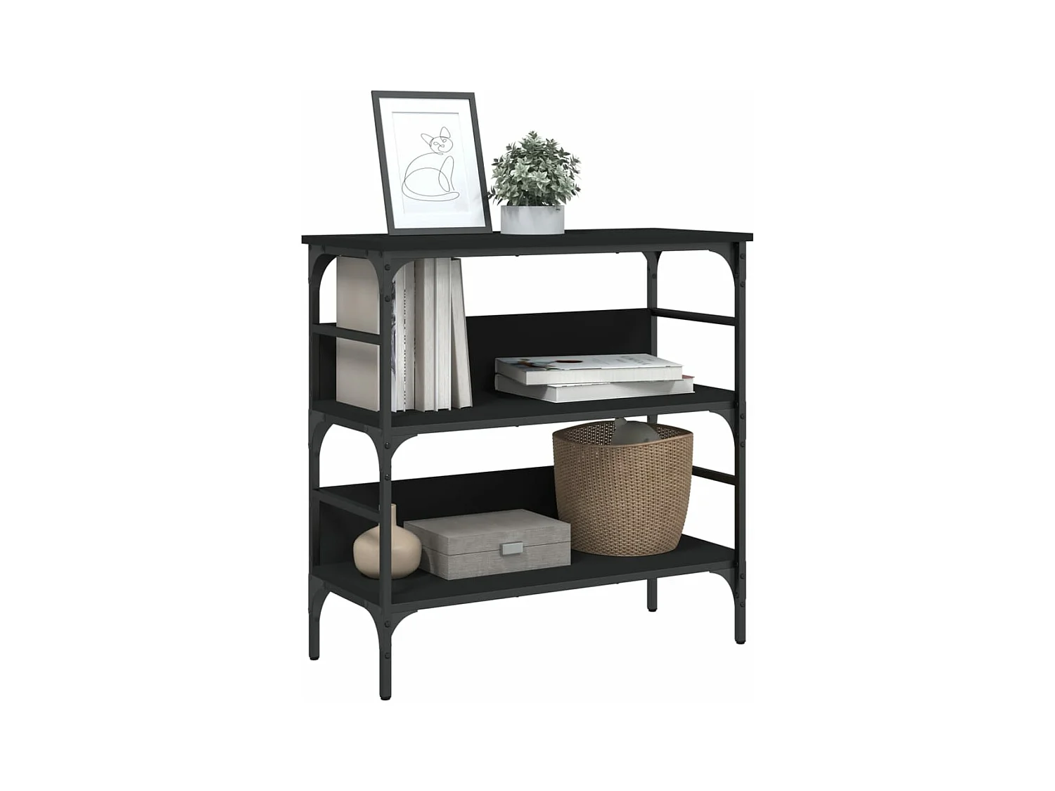 Konsolentisch,Flurtisch Schwarz 75x32x75 cm Holzwerkstoff -gkd961680