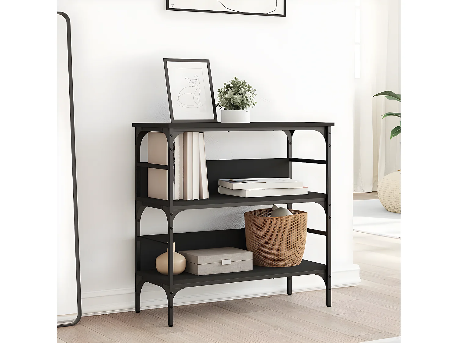 Mesa consola 75x32x75 cm derivados de madeira preto PT763979