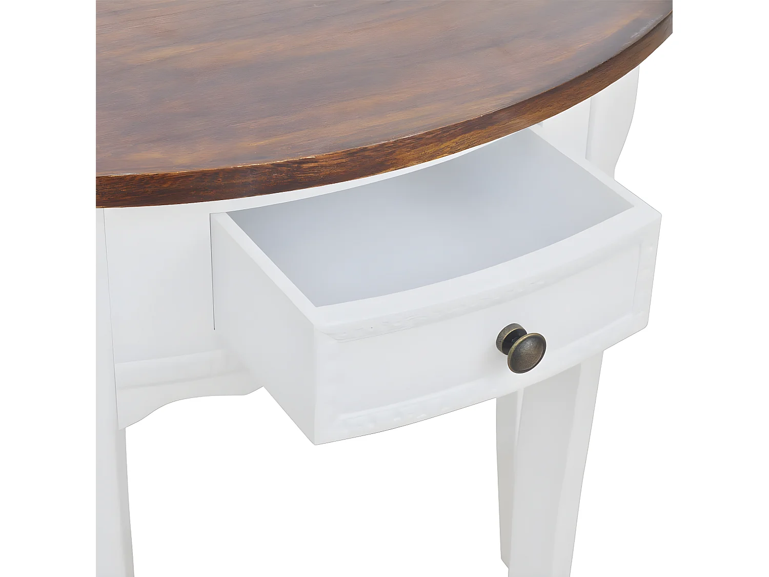 Table console avec tiroir et dessus de table marron Demi-ronde GHR70028