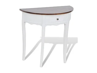 Table console avec tiroir et dessus de table marron Demi-ronde GHR70028