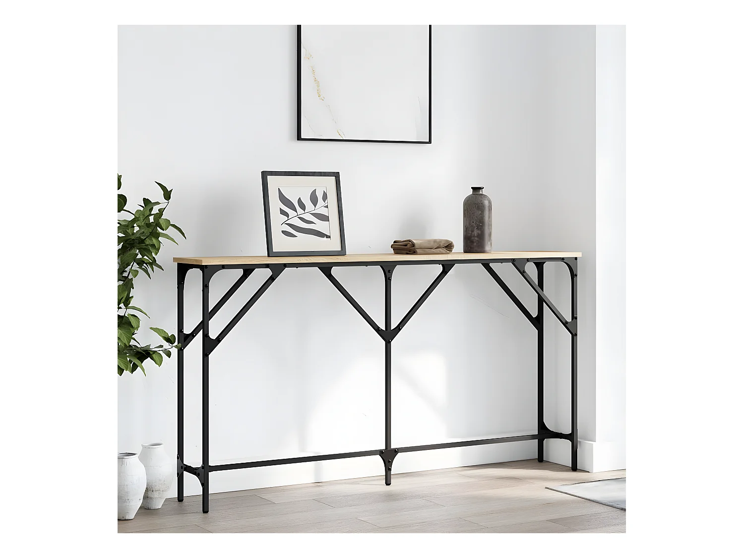 Table console chêne sonoma 140x23x75 cm bois d'ingénierie GHR42707