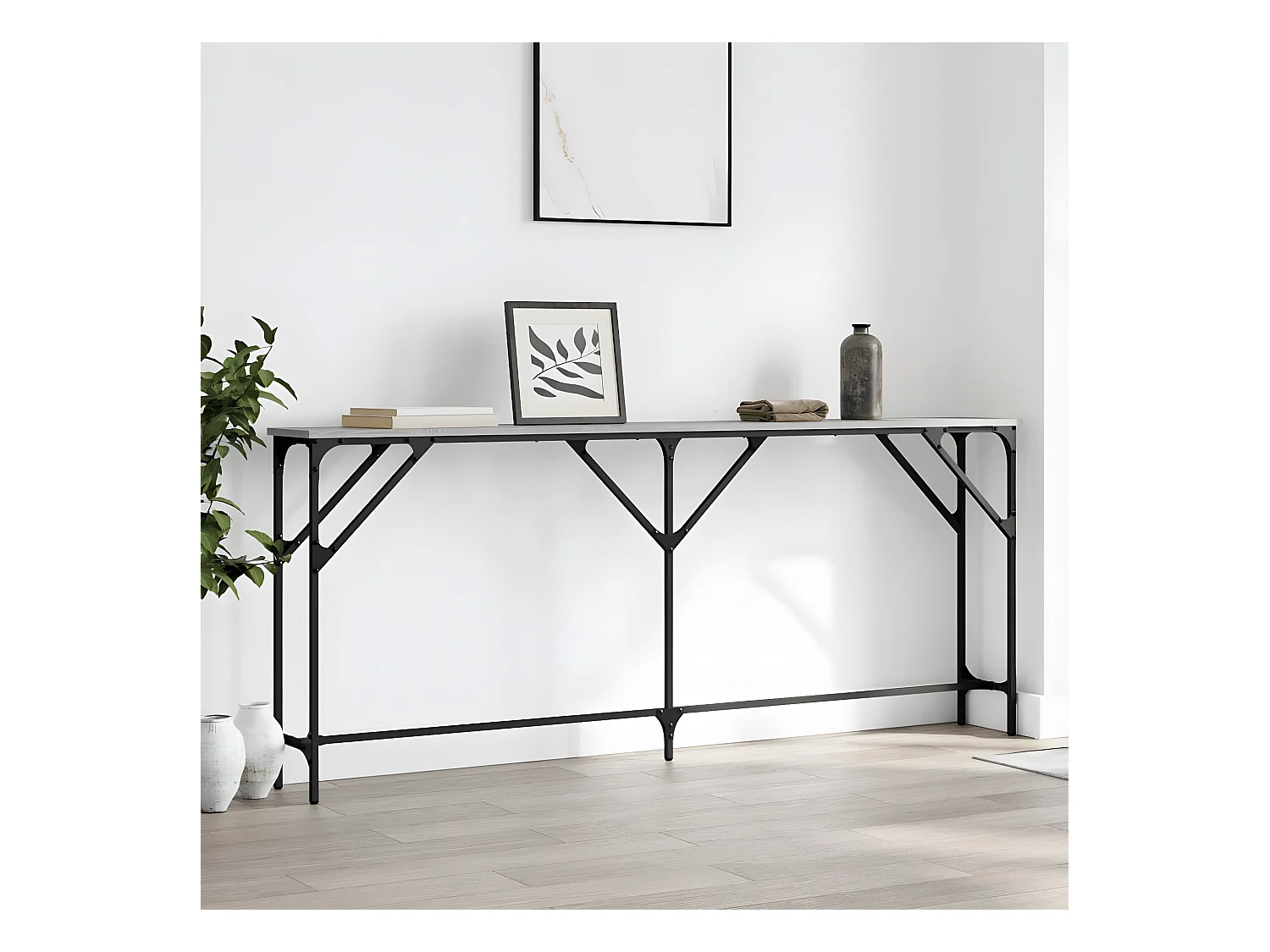 Table console sonoma gris 180x23x75 cm bois d'ingénierie GHR58547