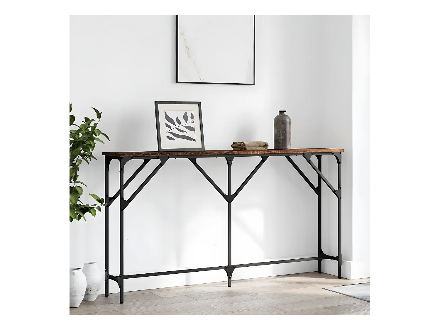 Table console chêne marron 140x23x75 cm bois d'ingénierie GHR31432