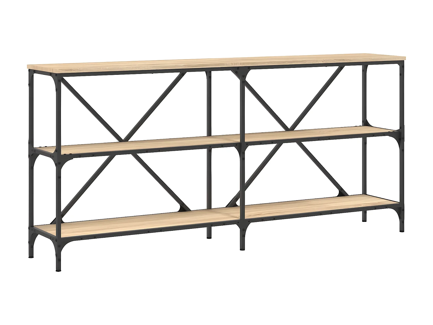 Table console chêne sonoma 160x30x75cm bois d'ingénierie et fer GHR12671