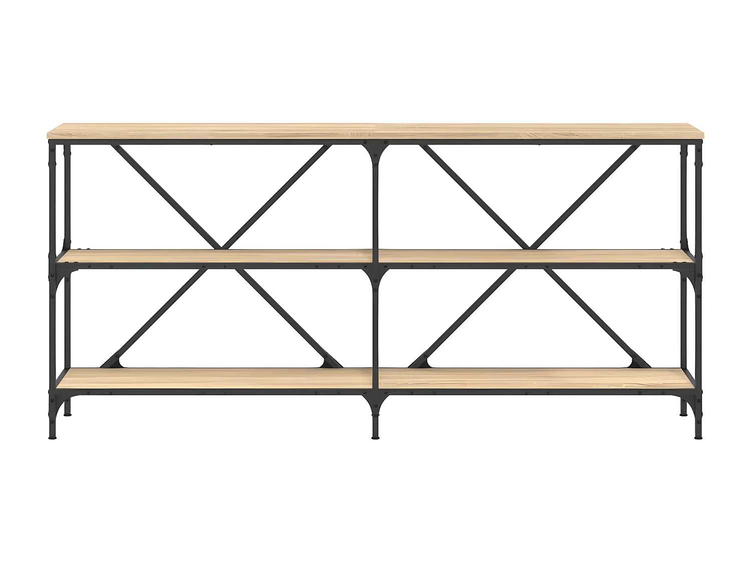 Table console chêne sonoma 160x30x75cm bois d'ingénierie et fer GHR12671
