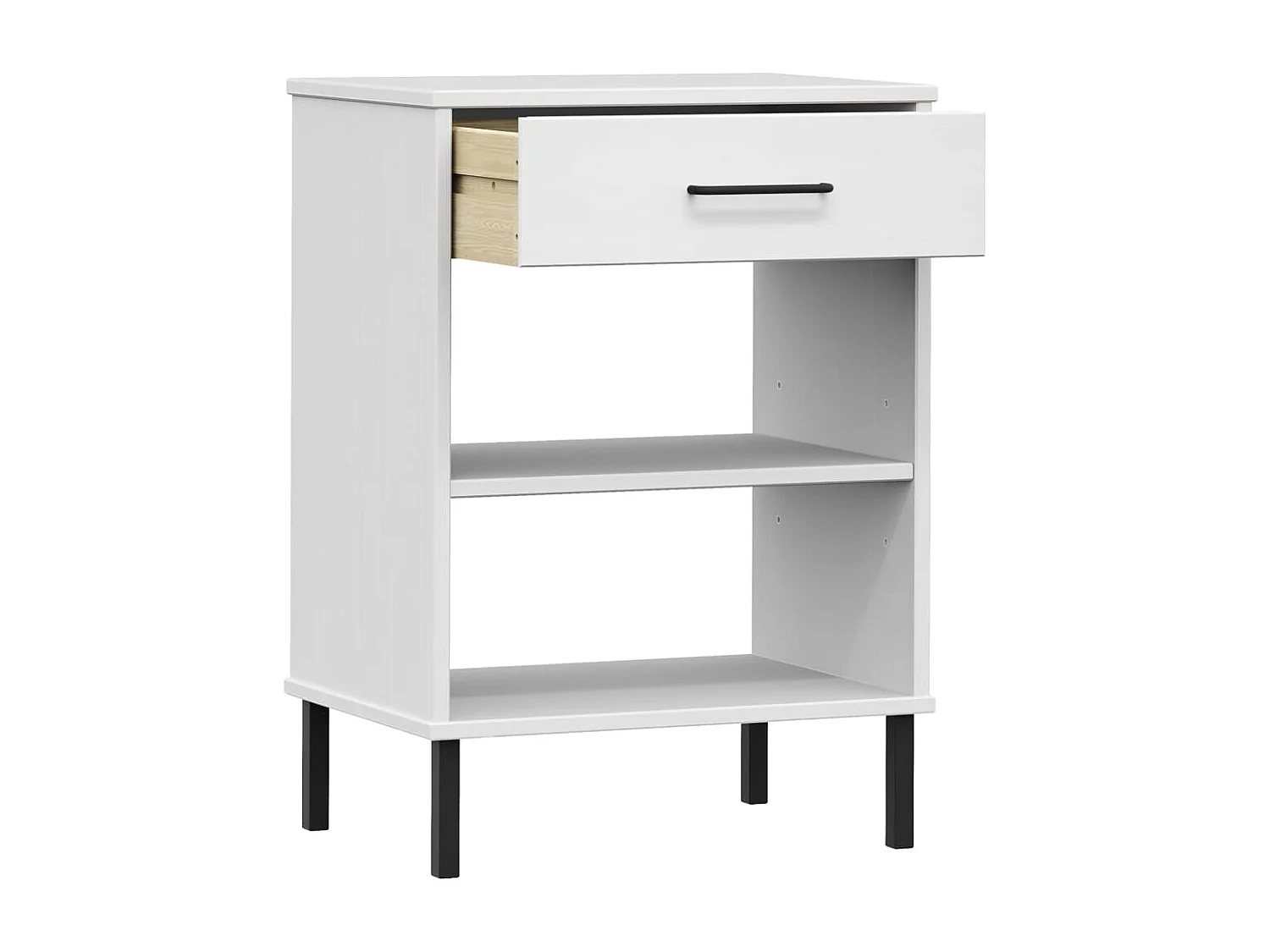 Armoire console avec pieds en métal Blanc Bois pin massif OSLO OFR75001 BonneVie Meuble