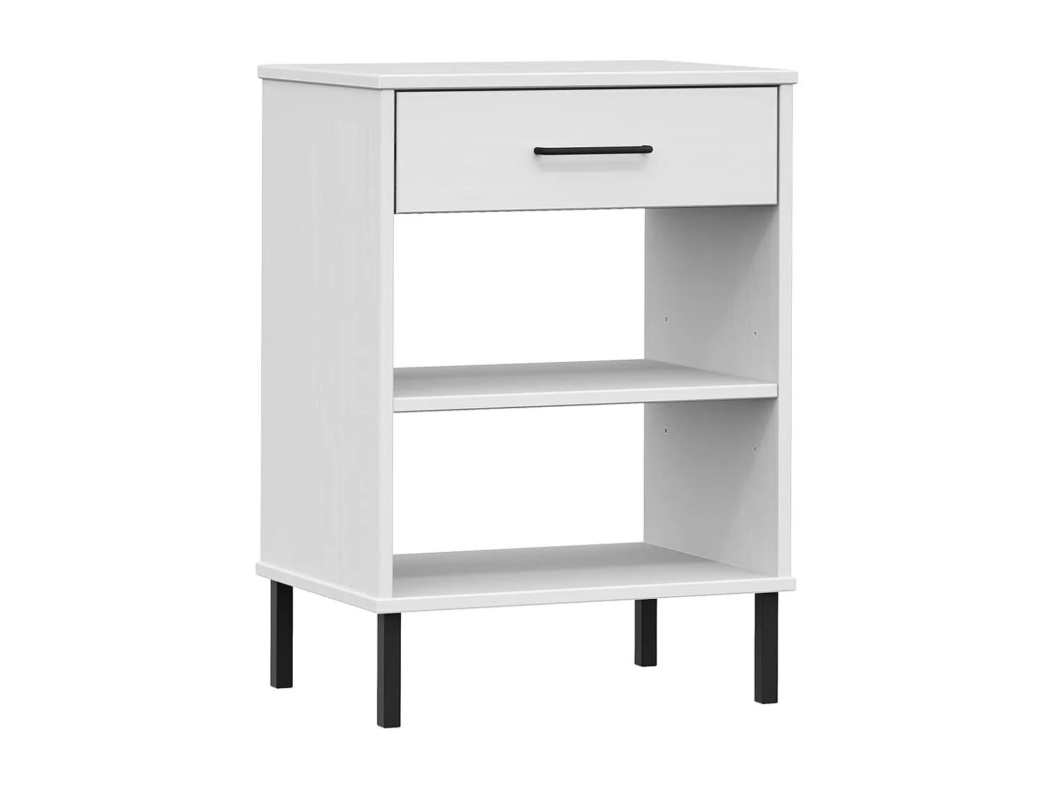 Armoire console avec pieds en métal Blanc Bois pin massif OSLO OFR75001 BonneVie Meuble