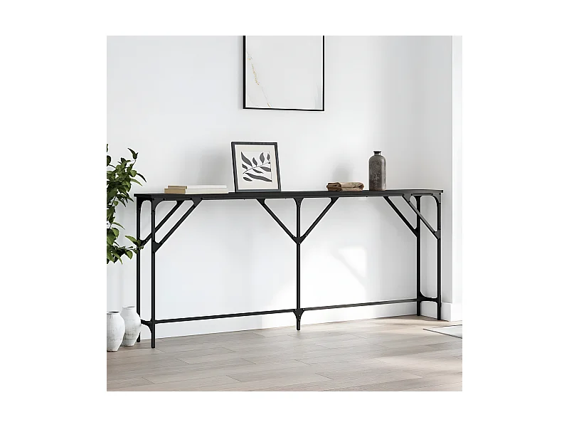 Mesa consola 180x23x75 cm derivados de madeira preto PT707881