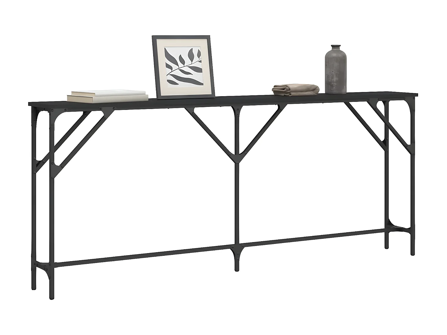 Table console noir 180x23x75 cm bois d'ingénierie GHR67946