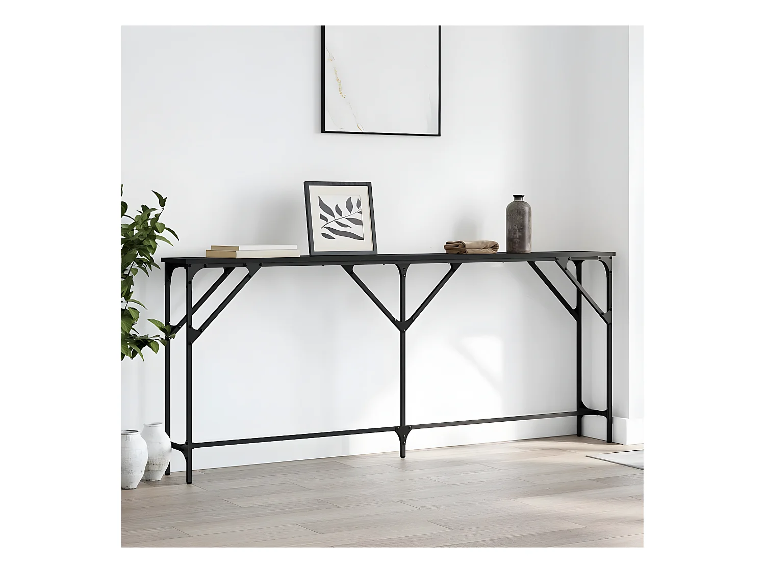 Table console noir 180x23x75 cm bois d'ingénierie GHR67946