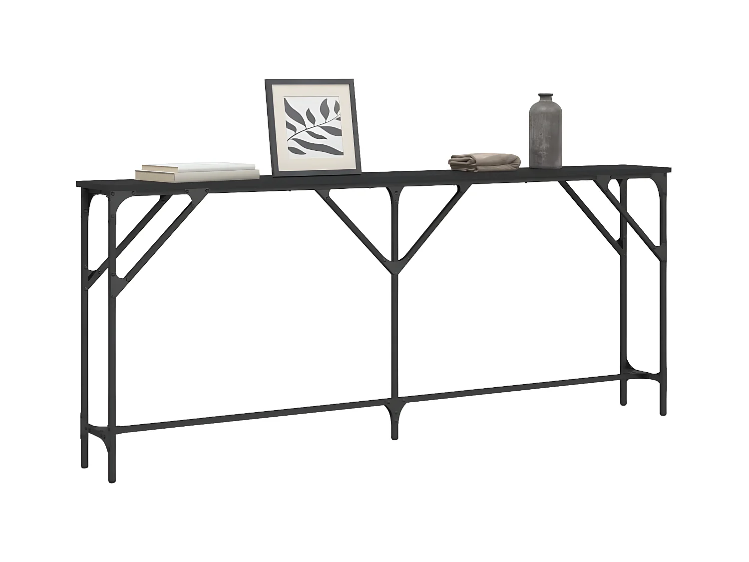 Konsolentisch,Flurtisch Schwarz 180x23x75 cm Holzwerkstoff -gkd15338