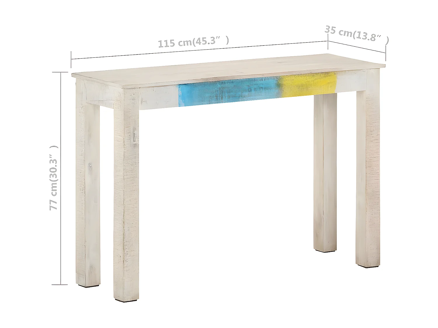 Table console Blanc 115x35x77 cm Bois de manguier brut GHR66041