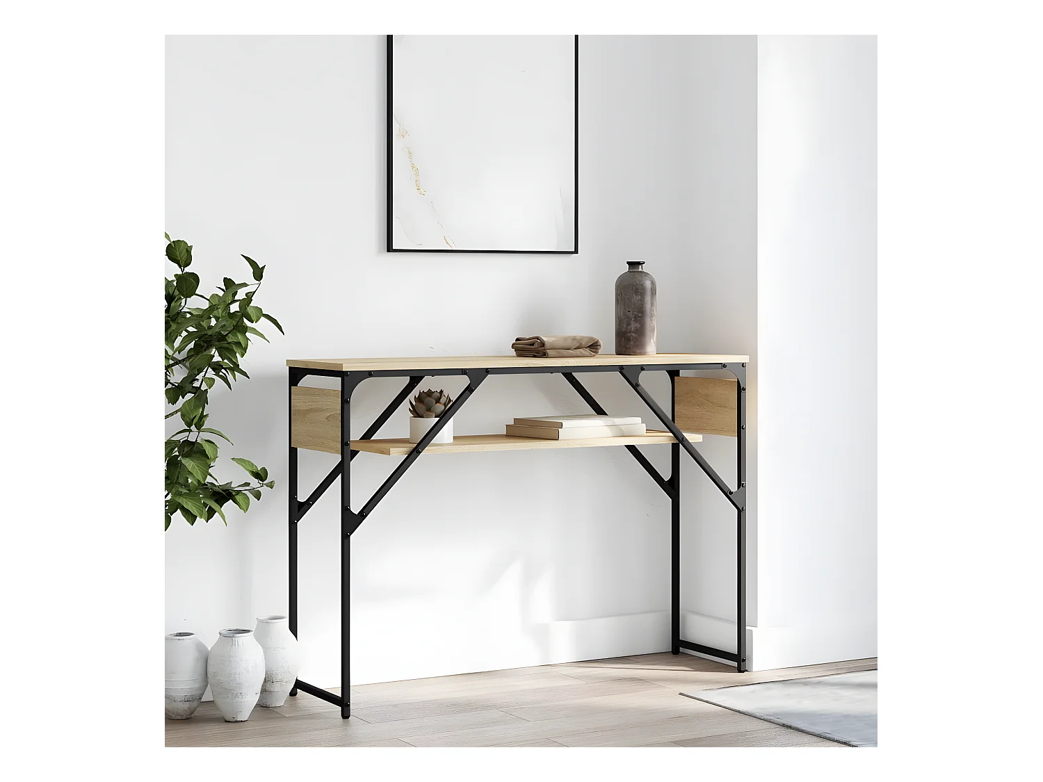 Table console avec étagère chêne sonoma 105x30x75 cm GHR34111