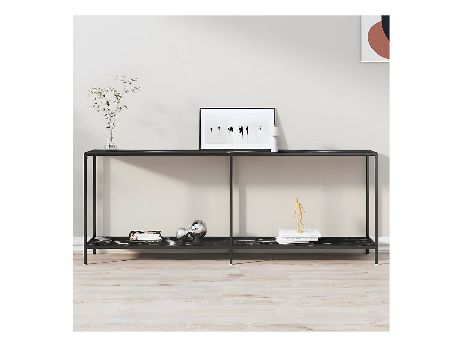 Table console Noir 200x35x75,5 cm Verre trempé GHR61680