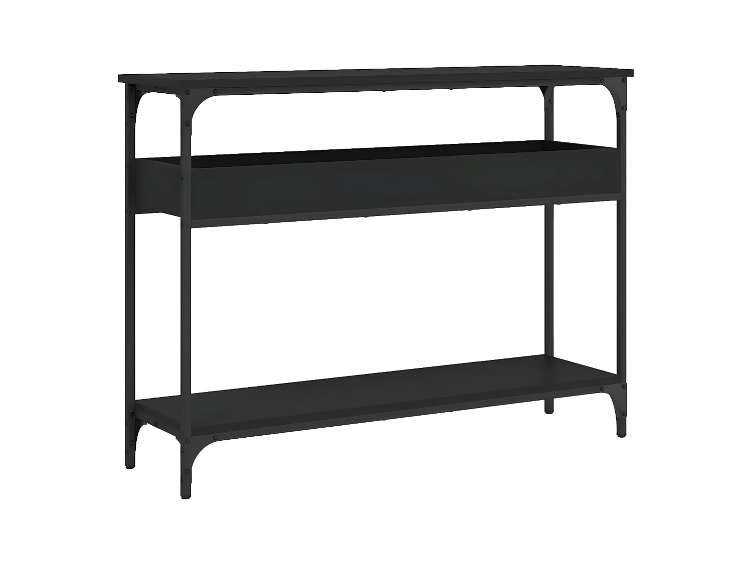 Konsolentisch,Flurtisch mit Ablage Schwarz 100x29x75cm Holzwerkstoff -gkd249133