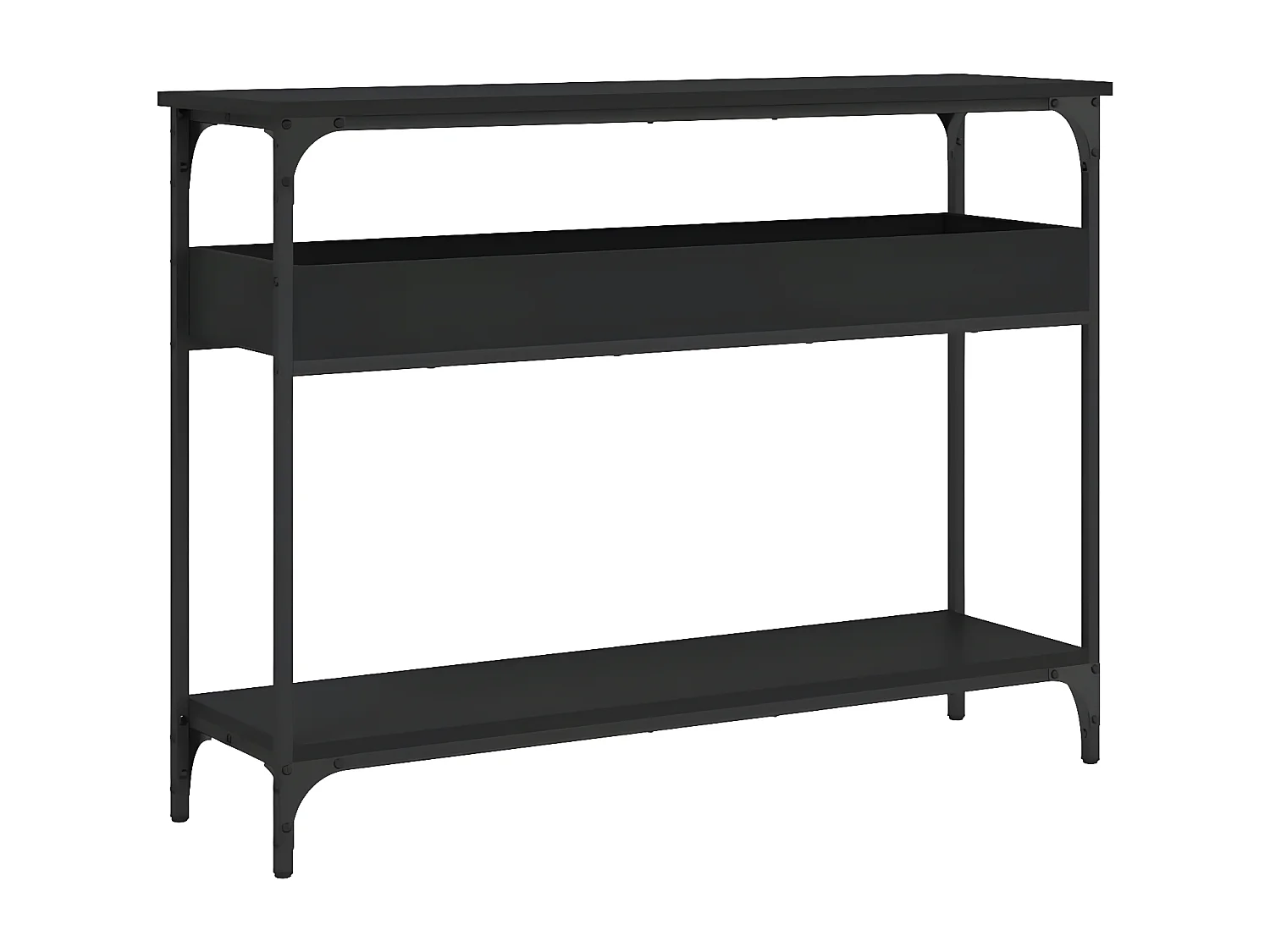 Konsolentisch,Flurtisch mit Ablage Schwarz 100x29x75cm Holzwerkstoff -gkd249133