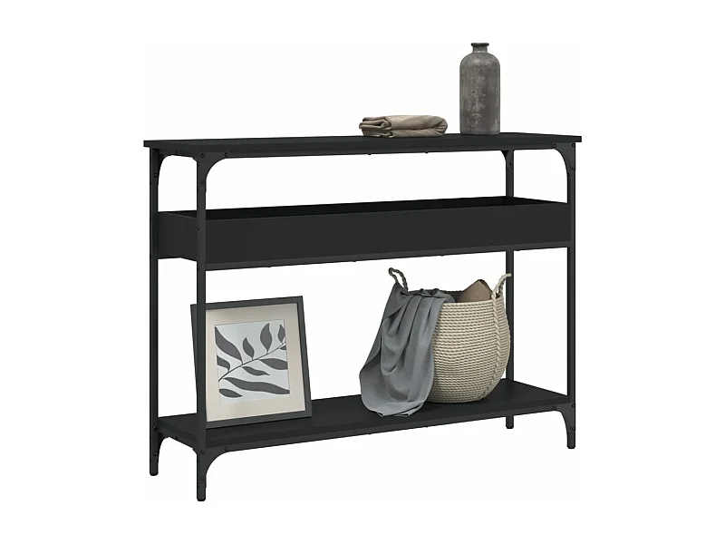 Konsolentisch,Flurtisch mit Ablage Schwarz 100x29x75cm Holzwerkstoff -gkd249133